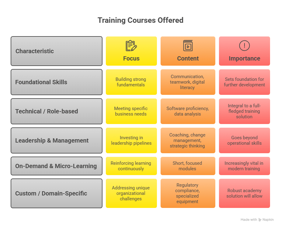 Training Courses Offered - visual selection